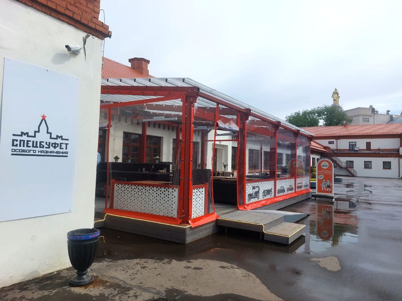 ПВХ шторы для летней террасы кафе в Красном Профинтерне